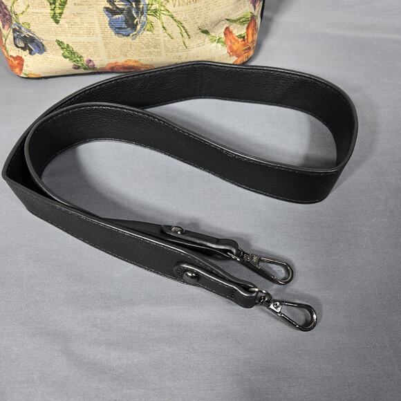 Patricia Nash Leather Crossbody Bag Floral Newspaper Print Buckle Front Zip - Picture 10 of 13